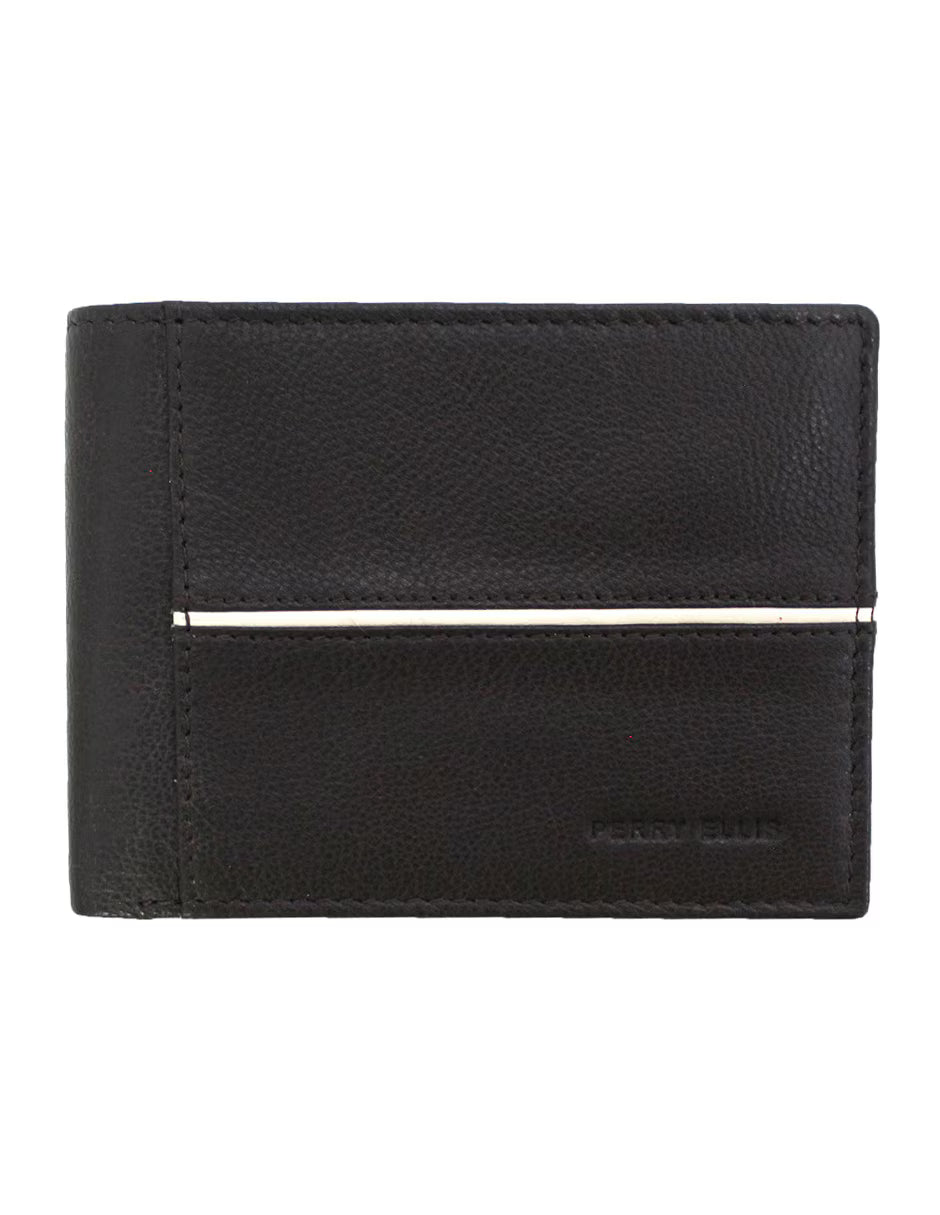 Cartera Perry Ellis Café - Piel Premium con 8 Ranuras