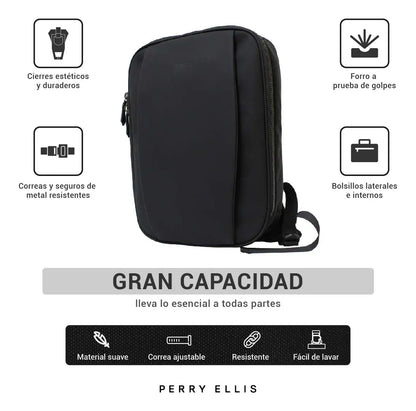 Mochila Laptop Perry Ellis Original Para Hombre En Negro - Gran Capacidad